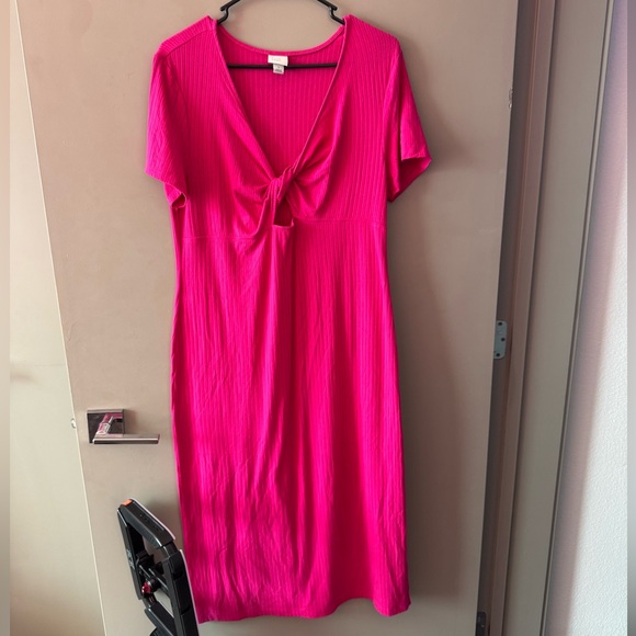 a new day Dresses & Skirts - Vibrant Fuchsia Pink Tie Midi Dress
